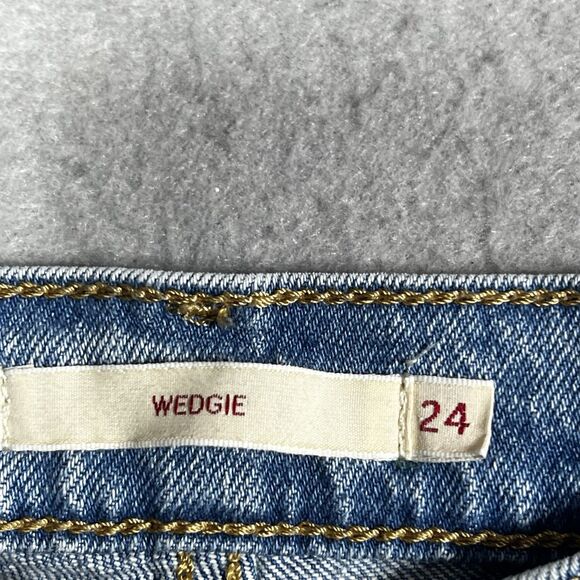 Levis Wedgie Straight Jeans Womens Size 24 Blue High Rise Button Fly Stretch - Picture 12 of 16